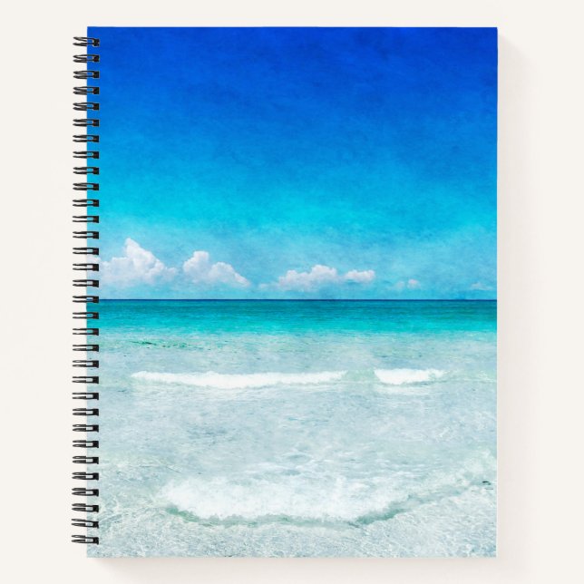 Cuaderno Olas oceánicas costeras Verde azuladas Aqua Turquo (Anverso)