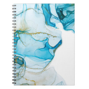 Cuaderno Olas oceánicas doradas. Imagen abstracta rica y br