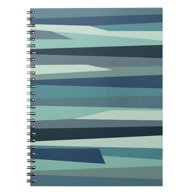 Cuaderno Olas oceánicas geométricas azules (Frente)