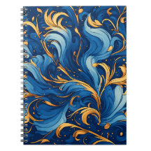 Olas Reales de Capricho Remolinos de Azul y Dorado
