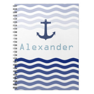 Cuaderno Olas y Ancla de la Marina Náutica Nombre Personali