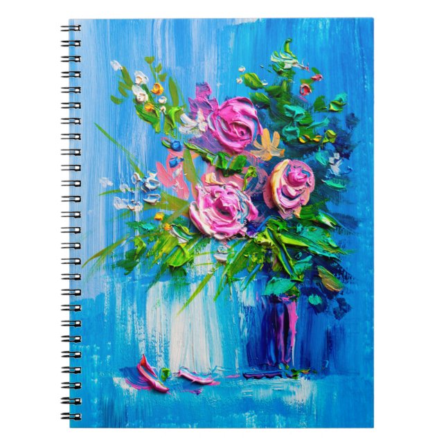 Cuaderno Óleo pintando un ramo de rosas. Impresionante (Frente)