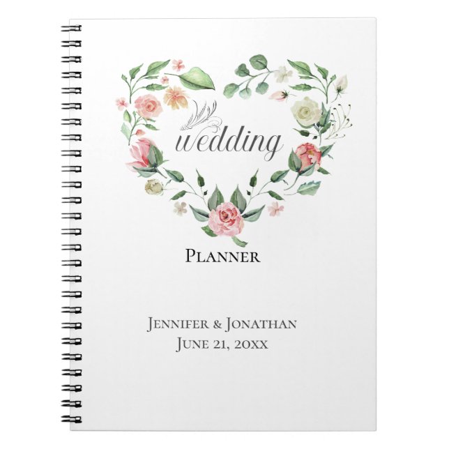 Cuaderno Olía a los Rosas, planificador de boda floral en e (Frente)
