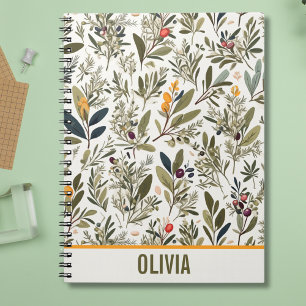 Cuaderno Oliva y hierbas Minimal Elegante Personalizado