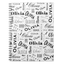 Olivia Nombre Personalizado Negro Blanco