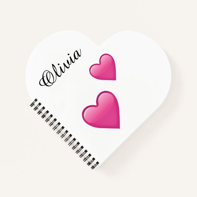 Cuaderno Olivia Personalized Emoji Hearts NoteBook (Anverso)