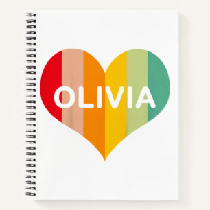 Cuaderno Olivia Retro Vintage Corazón Nombre