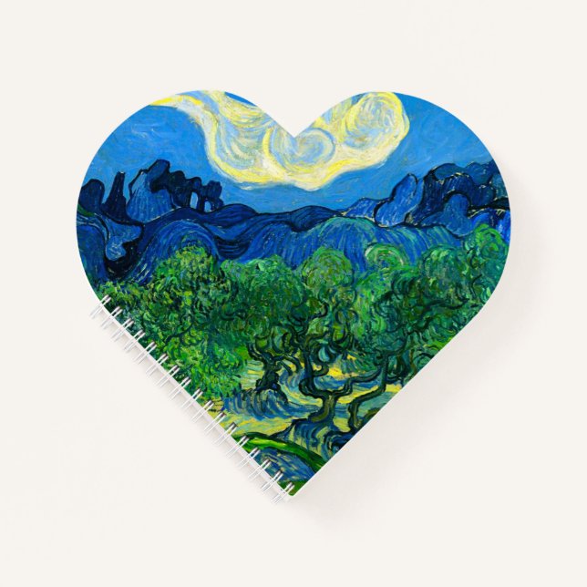 Cuaderno Olivos Van Gogh en un paisaje montañoso (Anverso)