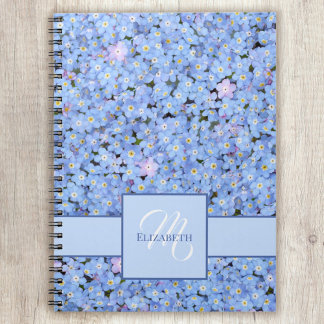 Cuaderno Olvídenme No Nombre Floral Azul + Plantilla de Mon