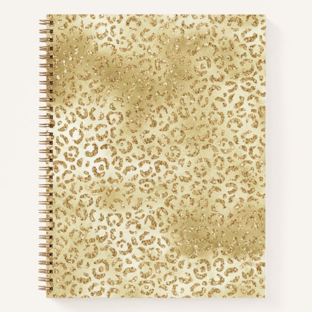 Cuaderno Ombre amarillo dorado Purpurina leopardo cebra (Anverso)