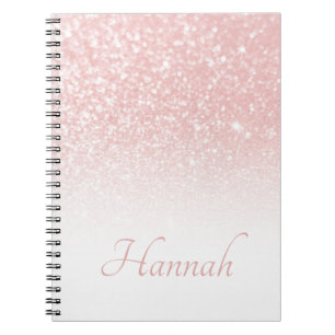 Cuaderno Ombre blanco Purpurina rosa Rubor