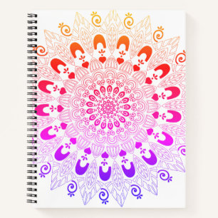 Cuaderno Ombre Colores Mandala Diseño Flor Esbozo Arte
