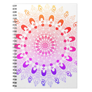 Cuaderno Ombre Colores Mandala Diseño Flor Esbozo Arte