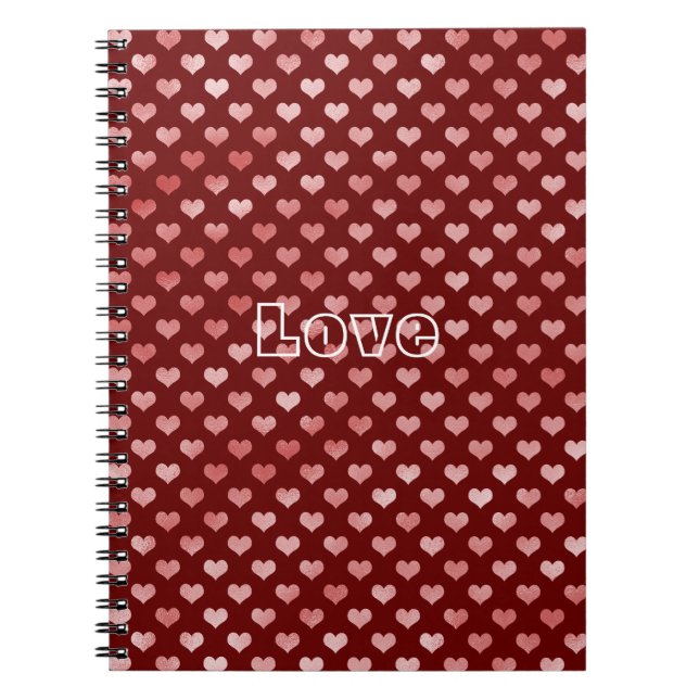 Cuaderno Ombre de corazones rojos rosados (Frente)
