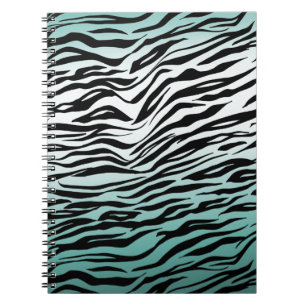 Cuaderno Ombre de impresión de zebra negra de menta Aqua Mi