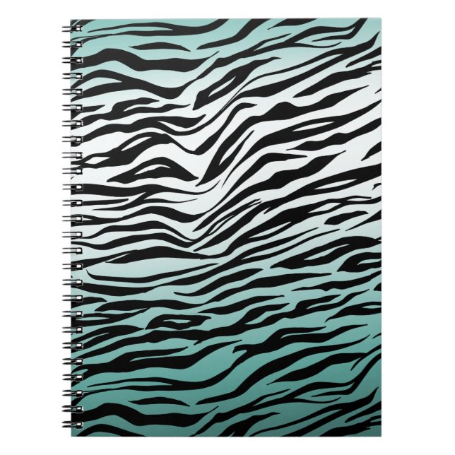 Cuaderno Ombre de impresión de zebra negra de menta Aqua Mi (Frente)