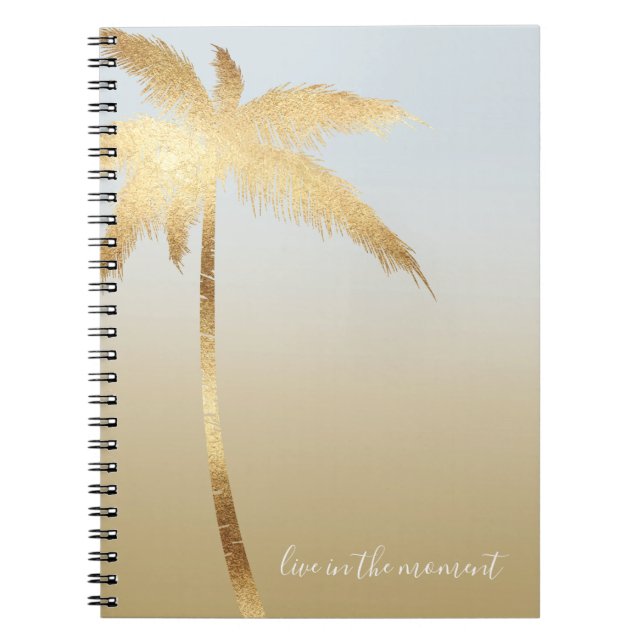 Cuaderno Ombre Ombre de árbol de palma dorado (Frente)
