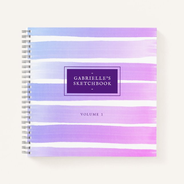 Cuaderno Ombre Pink Purple Sketchbook tira tu nombre (Anverso)