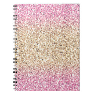 Cuaderno Ombre Purpurina mágico rosa y dorado