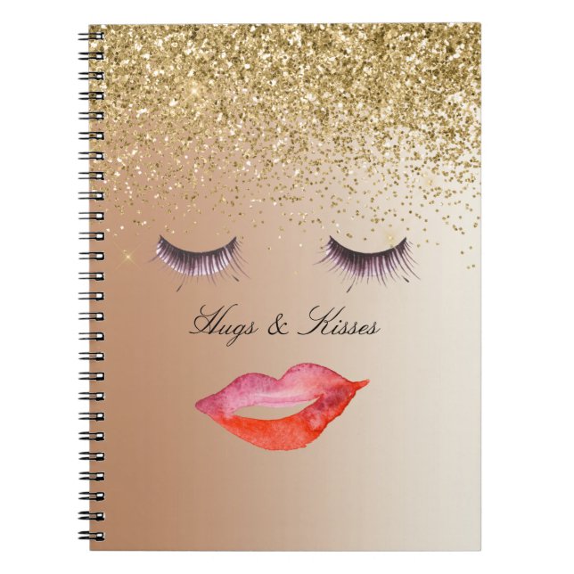 Cuaderno Ombre, Purpurina Ombre, pestañas y labios de oro (Frente)