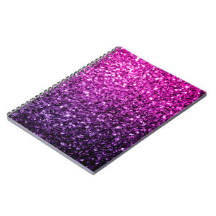 Cuaderno Ombre rosa púrpura brillo falso destellos