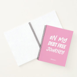 Cuaderno 'On My Debt Free Journey' Customizable Name Pink 