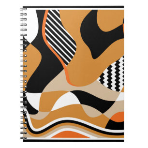 Cuaderno Onda abstracta: patrón negro vintage
