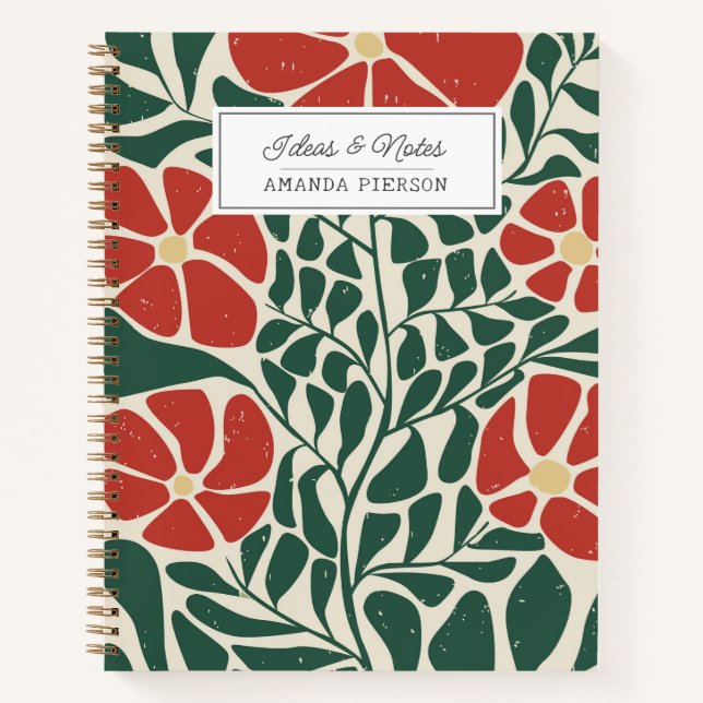 Cuaderno Onda de flores cortas personalizada (Anverso)