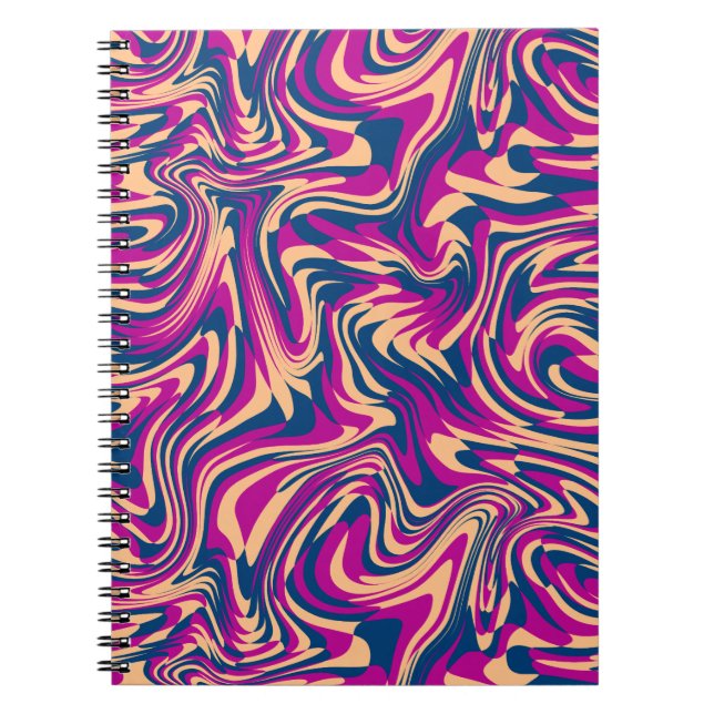 Cuaderno Onda Fluida Swirl Magenta Azul Beige (Frente)