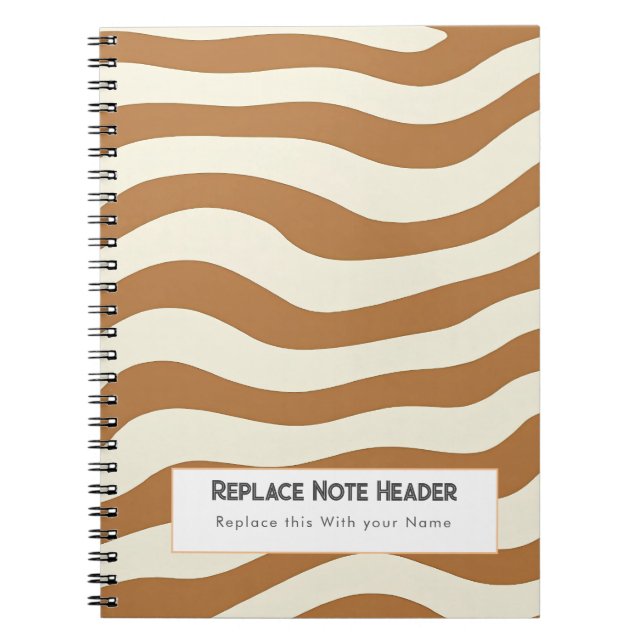 Cuaderno Onda marrón personalizada con patrón  (Frente)