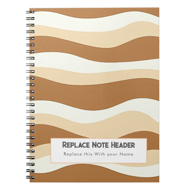 Cuaderno Onda marrón personalizada con patrón  (Frente)