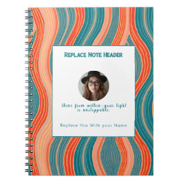 Cuaderno Onda Patrón Personalizada Verde Azul y Naranja