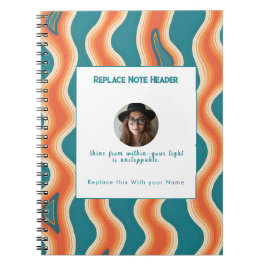 Cuaderno Onda Patrón Personalizada Verde Turquesa y Naranja
