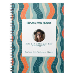 Cuaderno Onda Patrón Personalizada Verde Turquesa y Naranja