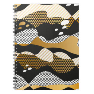 Cuaderno Ondas abstractas con textura geométrica en oro met