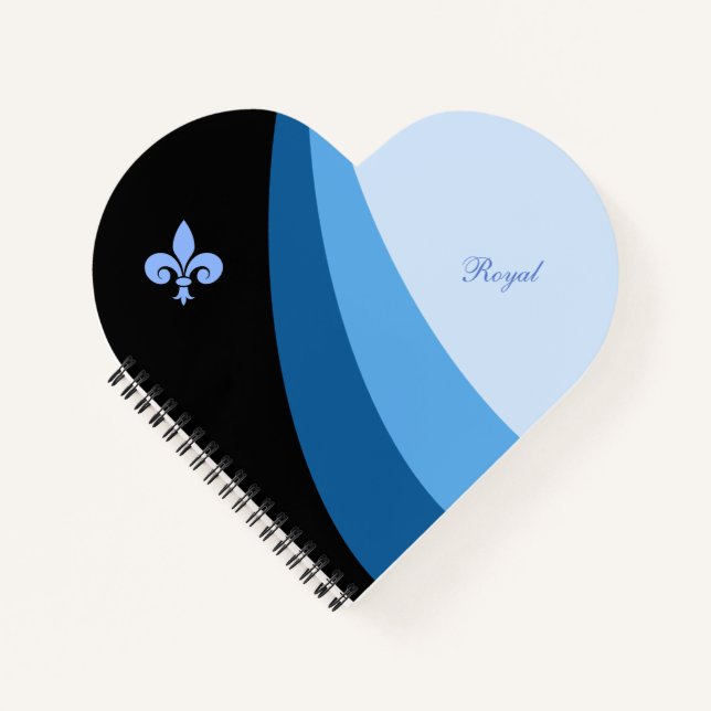 Cuaderno Ondas abstractas en tonos azules y fleur de lis (Anverso)