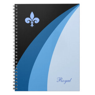 Cuaderno Ondas abstractas en tonos azules y fleur de lis