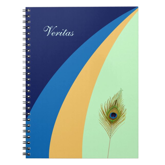 Cuaderno Ondas abstractas y pluma de pavo real (Frente)