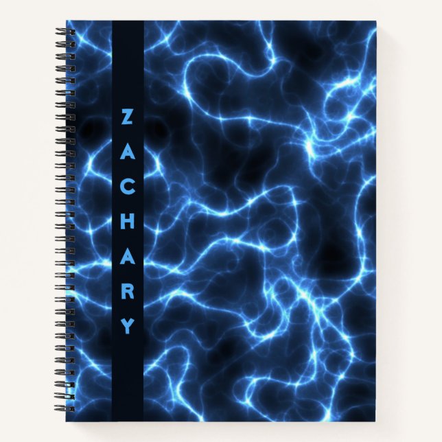 Cuaderno Ondas azules eléctricas | Espiral personalizada (Anverso)