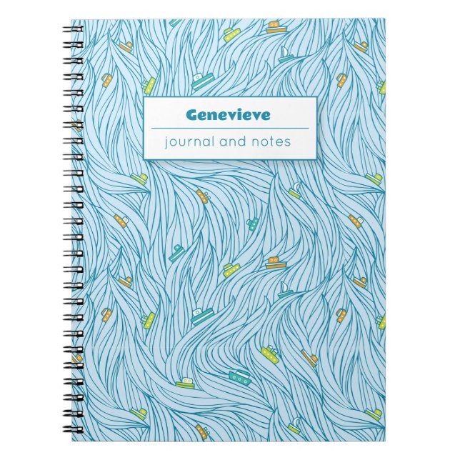 Cuaderno Ondas con bloc de notas para barcos (Frente)