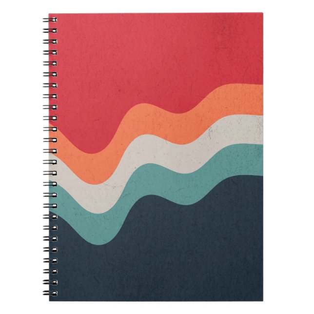 Cuaderno Ondas de color grunge retro (Frente)