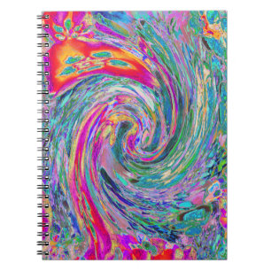 Cuaderno Ondas de Color Psicodélicas Florales Abstractas de