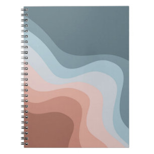 Cuaderno Ondas de estilo retro azul y rosa