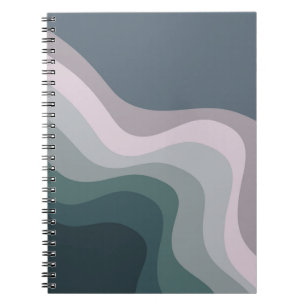 Cuaderno Ondas de estilo retro morado y turquesa