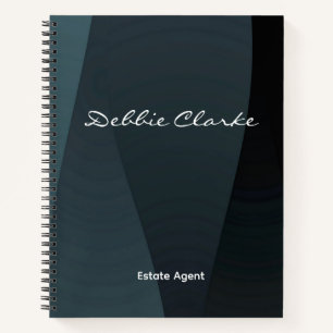Cuaderno Ondas de gradiente gris azul patrón