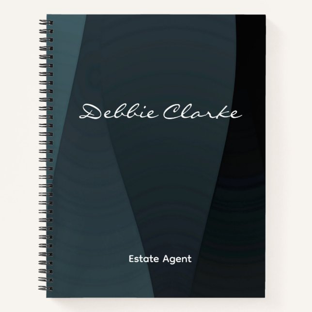 Cuaderno Ondas de gradiente gris azul patrón (Anverso)