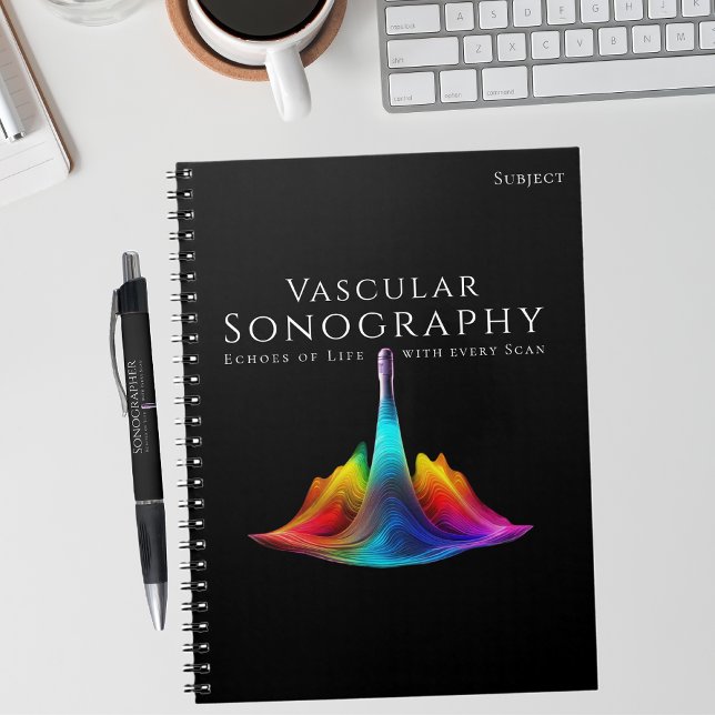 Cuaderno Ondas de ultrasonido de color sonógrafo-vascular (Vascular Sonographer-Colorful Ultrasound Waves Notebook)