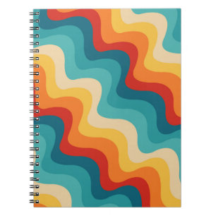 Cuaderno Ondas diagonales de color en estilo retro