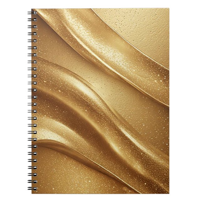 Cuaderno Ondas Doradas Abstractas Con Brillo Deslumbrante (Frente)