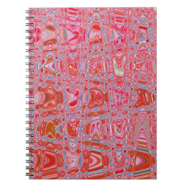 Cuaderno Ondas en zigzag retro rosadas y rojas abstractas g